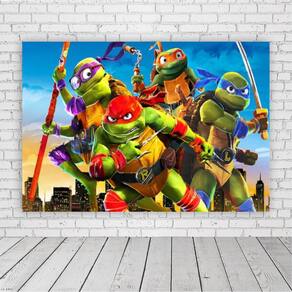 Painel Retangular Tartarugas Ninja 1,5X1,0M Lona Fosca