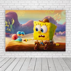 Painel Retangular Bob Esponja E Gary 1,5X1,0M Lona Fosca