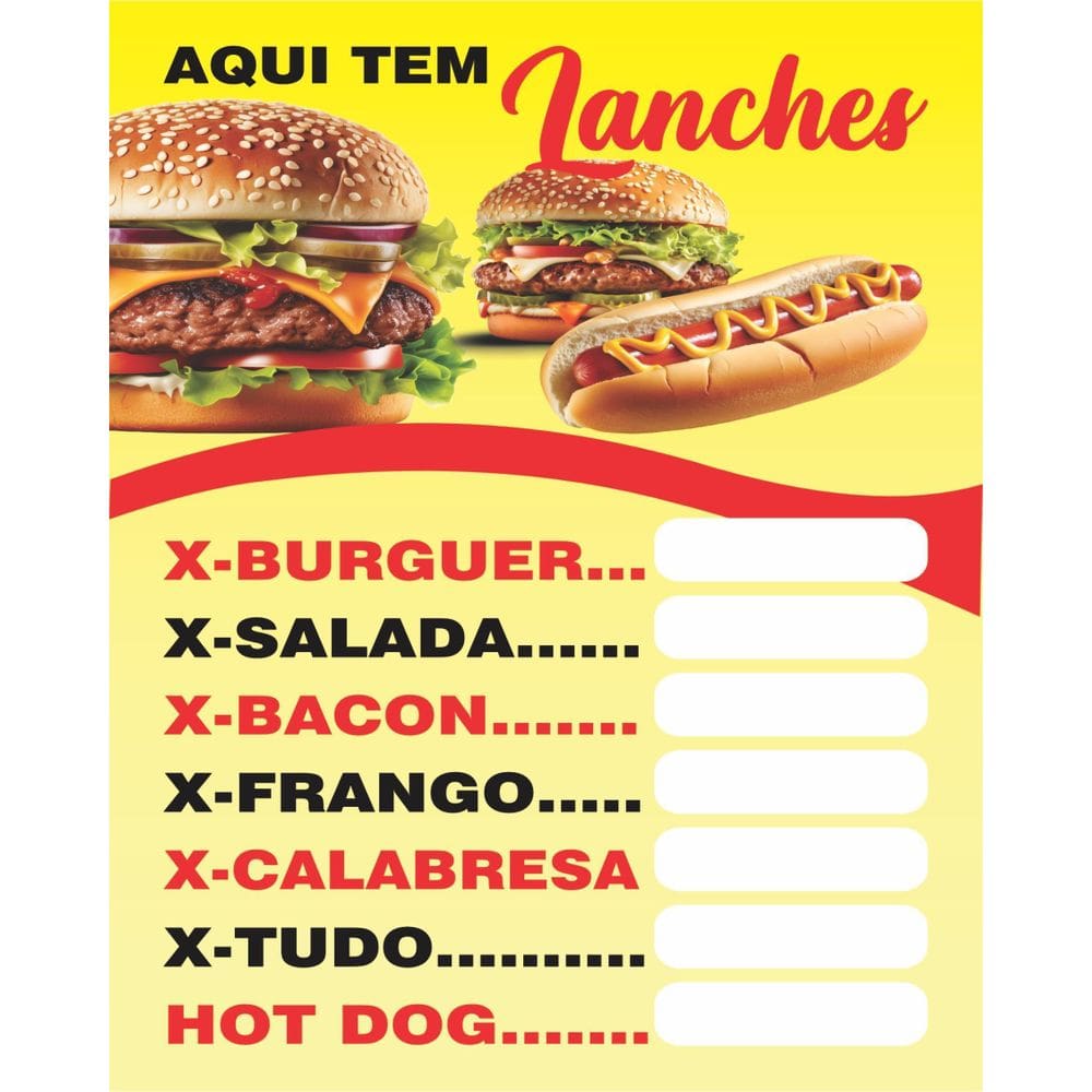 Banner Arte Pronta - Aqui Tem Lanche
