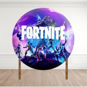 Painel Redondo Lona Fosca 1,20M- Tema Fortnite