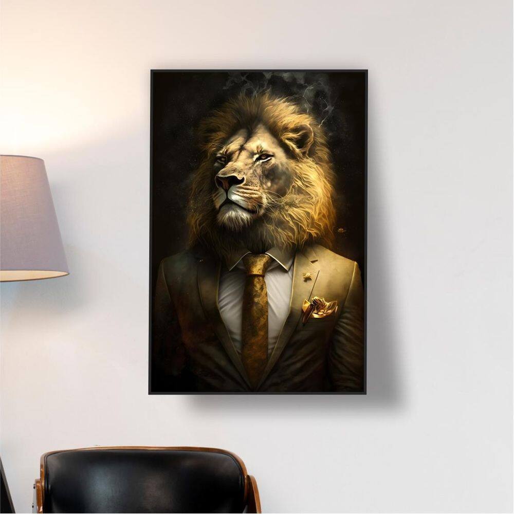 Placa/Quadro Decorativo Leão De Terno 40X60Cm Ps 2Mm