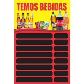 Banner Arte Pronta - Temos Bebidas Tabela Amarela E Vermelha