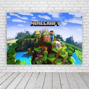 Painel Retangular Minecraft 1,5X1,0M Lona Fosca