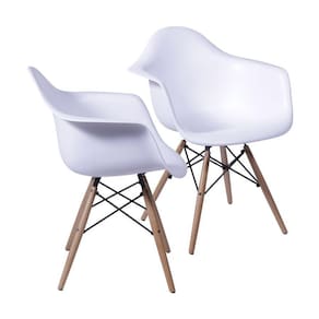 Kit 2 Cadeiras Boxbit Dkr Eames Base Em Madeira Branca
