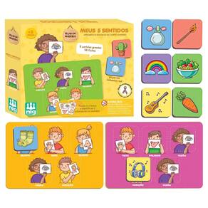 Jogo Meus 5 Sentidos Brinquedo Pedagógico Inclusivo Em Madeira Com 42 Peças - Nig Brinquedos