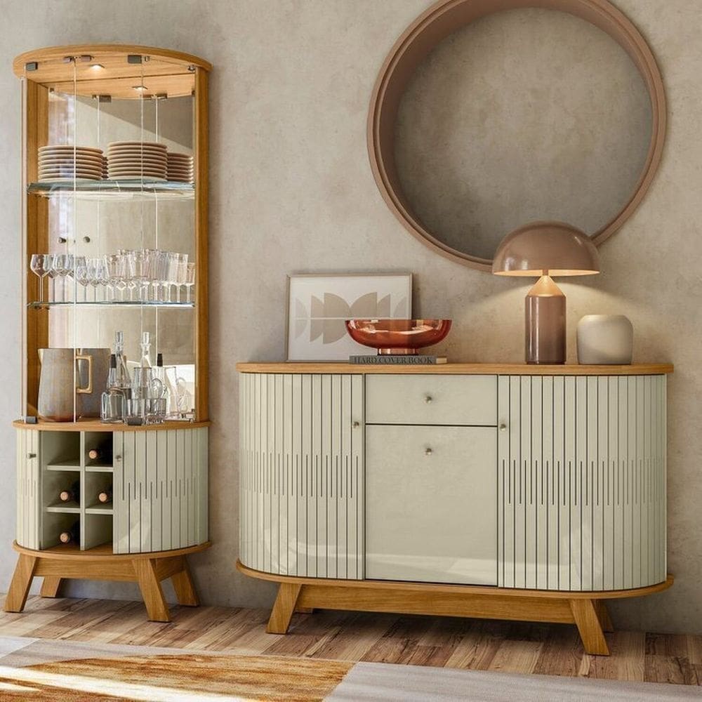 Conjunto Buffet Monza e Cristaleira Marina Cumaru/opala