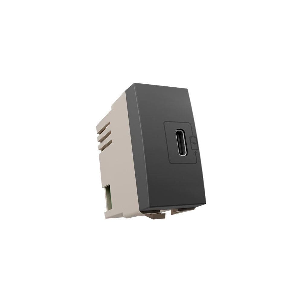 Módulo Tomada Carregador USB-C MarGirius Sleek Colors 2A 10W Grafite