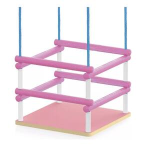 Balanço madeira mdf infantil assento rosa até 35kg junges