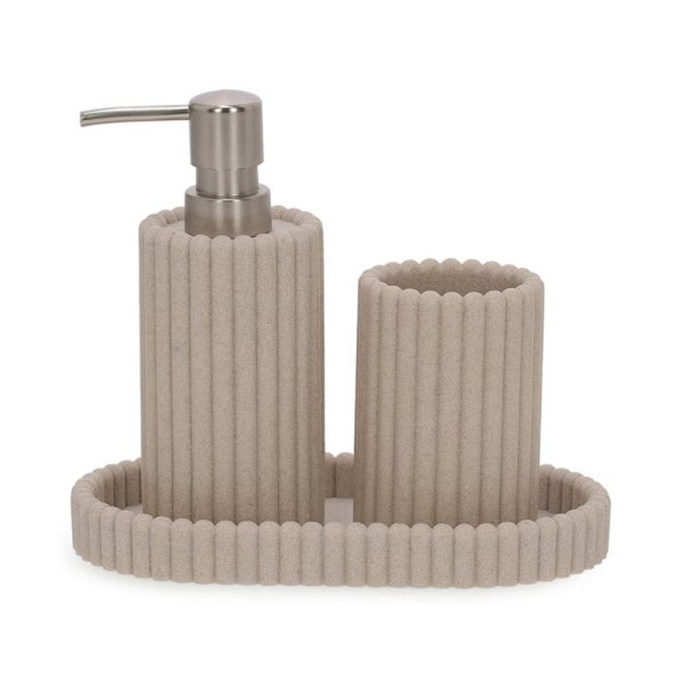 Kit Em Polirresina Para Banheiro Canelado