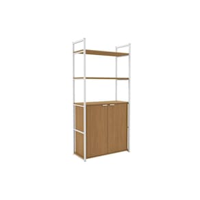 Estante Livreiro de Escritório Industrial Alta LI041 c/ 2 Portas 72x151cm Canela/Branco - Kappesberg