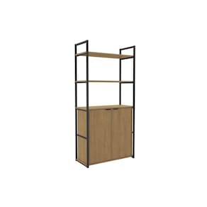 Estante Livreiro de Escritório Industrial Alta LI041 c/ 2 Portas 72x151cm Freijo/Preto - Kappesberg