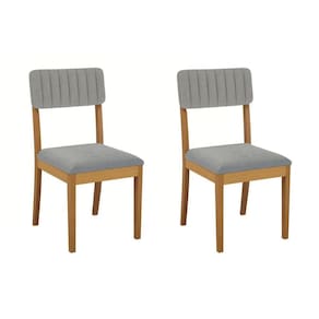 Cadeira Sala de Jantar Telma 2CMM012CA Premium Madeira Maciça Kit 2 Un Carvalho/Boucle Cinza - Kappesberg