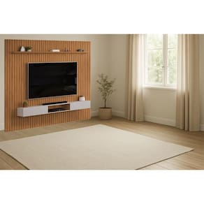 Rack Bancada c/ Painel p/ TV Trento 275x240cm Freijo/Off White - DJ Móveis