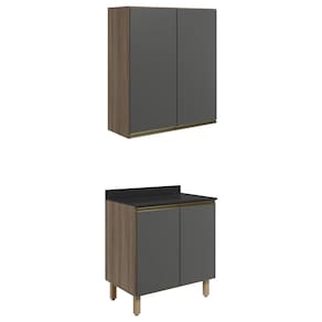 Armario Aereo Balcao 2 Portas 70cm MDF Kali Carvalho Toq Chumb0 Nicioli