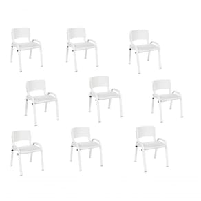 Kit 9 Cadeira Iso Infantil Creche, Escola Base Branco Branco