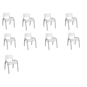 Kit 9 Cadeira Iso Infantil Creche, Escola Base Cinza Branco