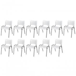 Cadeira Iso Base Cinza Escola, Escritório Branco Kit 11 Un