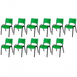 Cadeira Iso Base Preto Escola, Escritório Verde Kit 11 Un