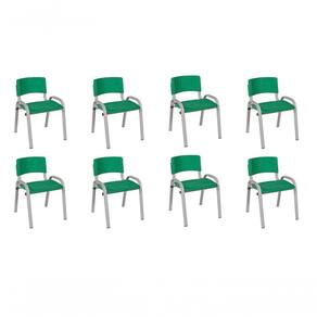 Kit 8 Cadeira Iso Infantil Creche, Escola Base Cinza Verde Escuro
