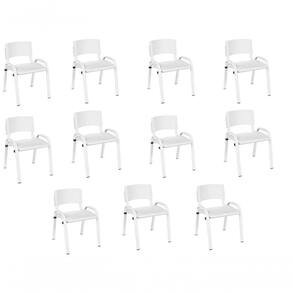 Kit 11 Cadeira Iso Infantil Creche, Escola Base Branco Branco