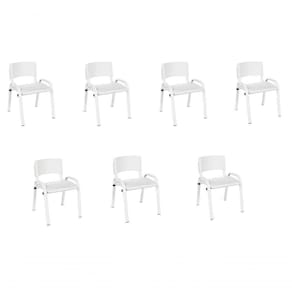 Kit 7 Cadeira Iso Infantil Creche, Escola Base Branco Branco