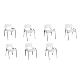 Kit 7 Cadeira Iso Infantil Creche, Escola Base Cinza Branco