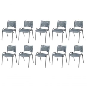 Cadeira Iso Base Cinza Escola, Escritório Cinza Kit 10 Un