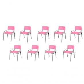 Kit 9 Cadeira Iso Infantil Creche, Escola Base Cinza Rosa