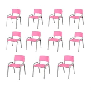 Kit 11 Cadeira Iso Infantil Creche, Escola Base Cinza Rosa