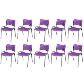 Cadeira Iso Base Cinza Escola, Escritório Violeta Kit 10 Un