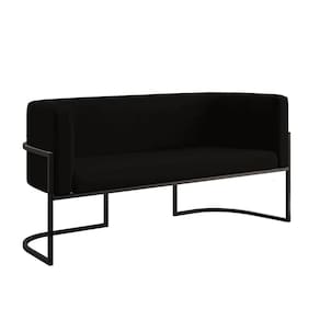 Namoradeira 2 Lugares Lua Suede com Base Metal Black