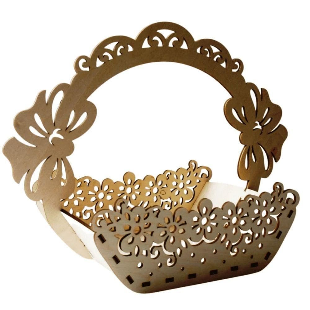 Cesta Com Alça Corte à Laser Em Mdf