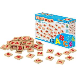 Letras Mágicas Junges 40 Peças em Madeira MDF 6mm 3x3cm
