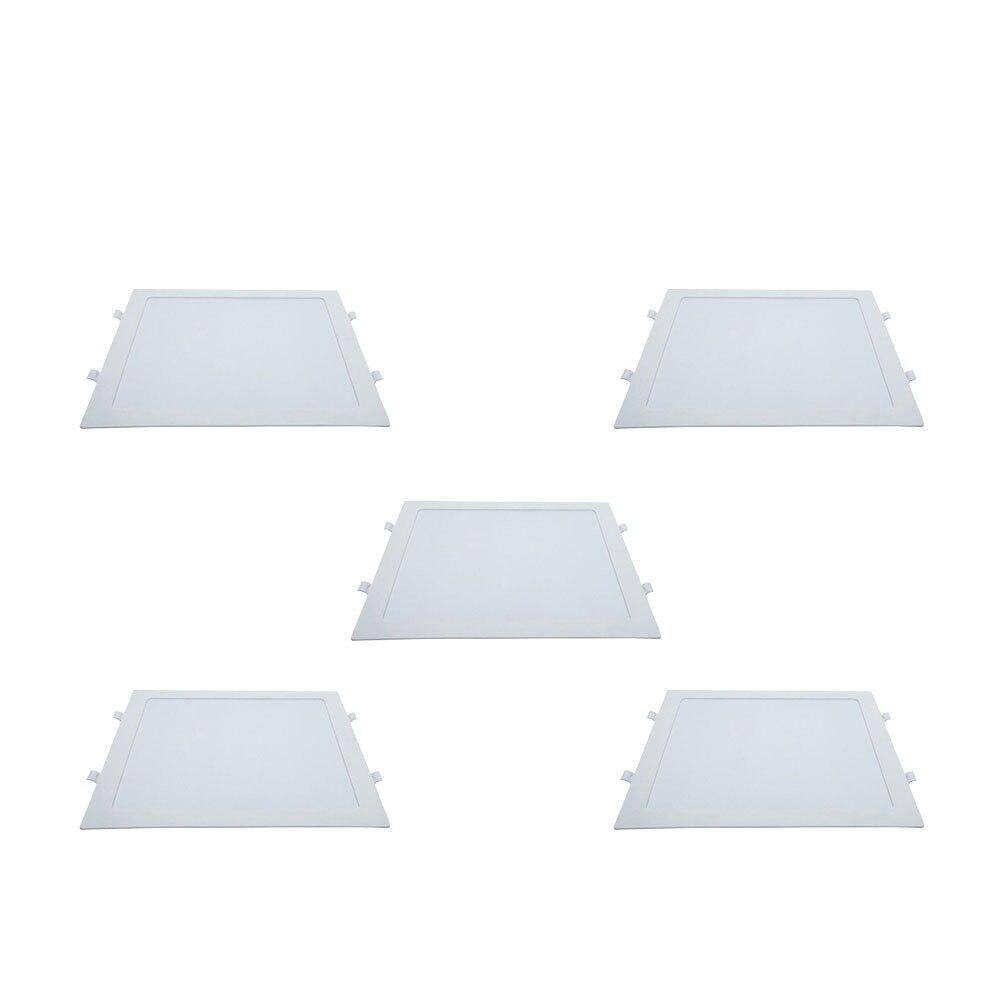 Kit 5 Painéis Plafon Led de Embutir Modaza Quadrado 24W, Branco 6500K