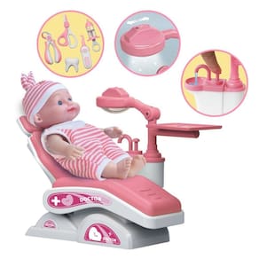 Boneca Doutor Dentista Rosa Acessórios Cadeira Ajustável Dm