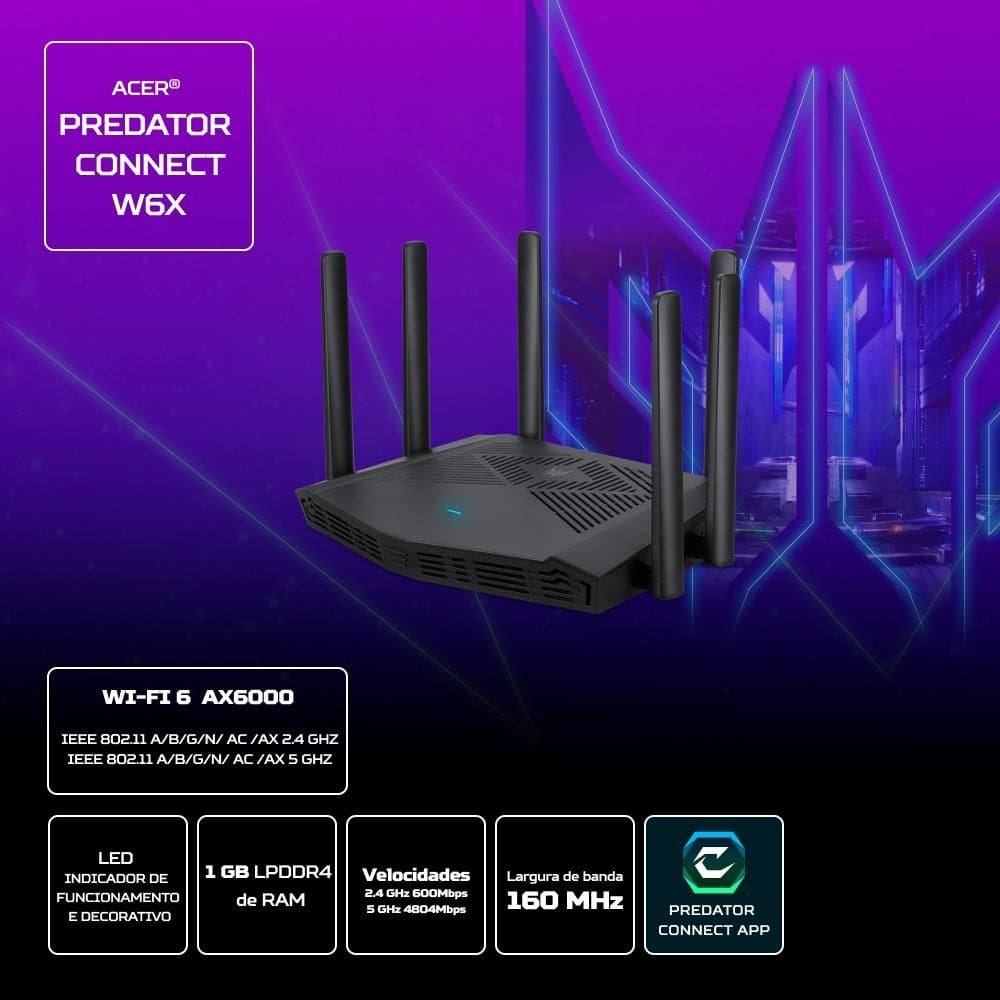 Roteador Acer Predator Connect W6x Wi-Fi | Casas Bahia