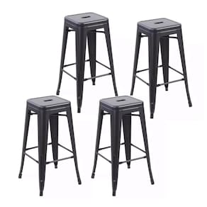 Kit 4 Banquetas Iron Ferro Tolix Churrasqueira Bar Cozinha Preto