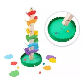 Jogo Árvore Pista De Bolinha Musical Madeira 32Pçs Tooky Toy