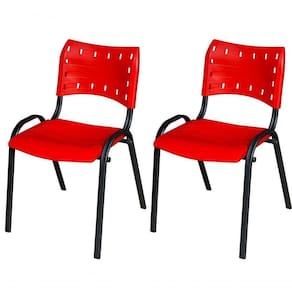 Cadeira Iso Base Preto Escola, Escritório Vermelho- Kit 2 Un