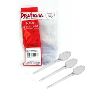 Colher Transparente Para Refeição E Sobremesa 50U Kit 3
