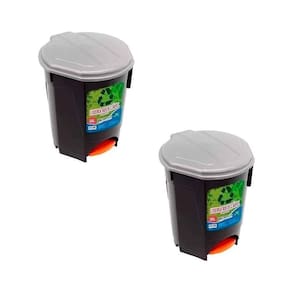 2 Lixeira De Chão Com Pedal 30Lts Multiuso Preta Arqplast