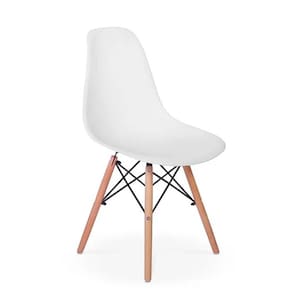 Cadeira Eiffel Charles Eames Branca com Base de Madeira, Elegância e Conforto