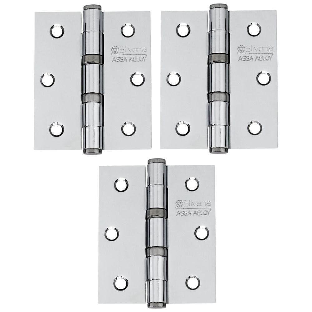 Dobradiça Para Porta Silvana 4 Com Rolamento 891 Embutir 35kg Inox Cromada Com 3 Peças