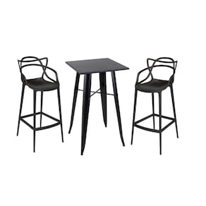 Kit Mesa Bistrô Tolix com 2 Banquetas Altas Allegra – Preto