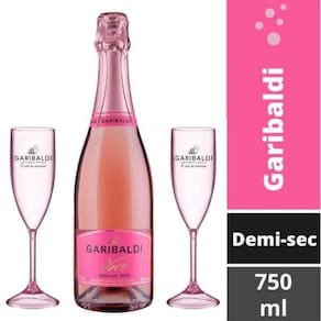 Kit Espumante Garibaldi Vero Demi Sec Rosé 750ml + 2 Taças Personalizadas
