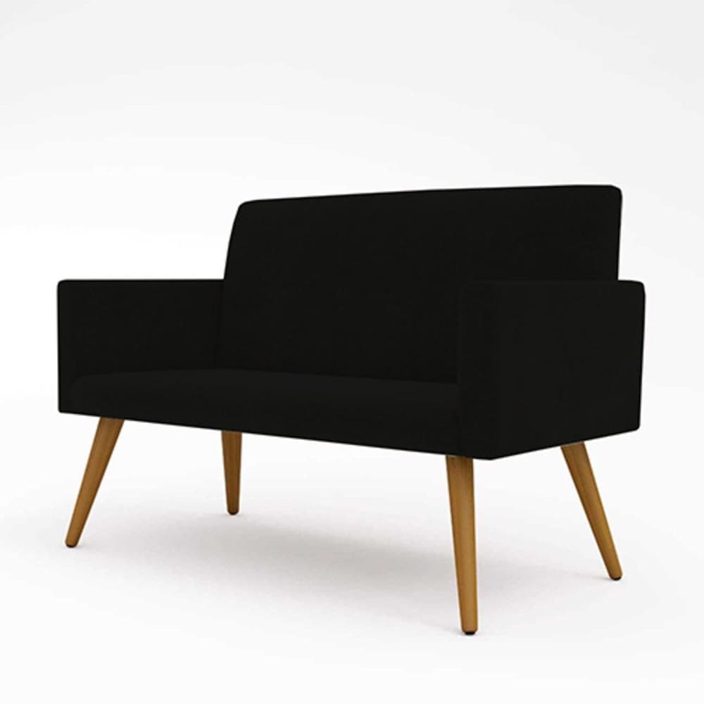 Namoradeira 2 Lugares Pés Palito Nina Suede Preto