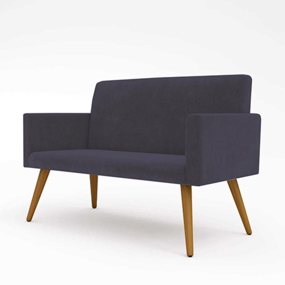 Namoradeira 2 Lugares Pés Palito Nina Suede Cinza