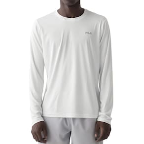Camisa Fila Manga Longa Basic Sports Branco e Prata