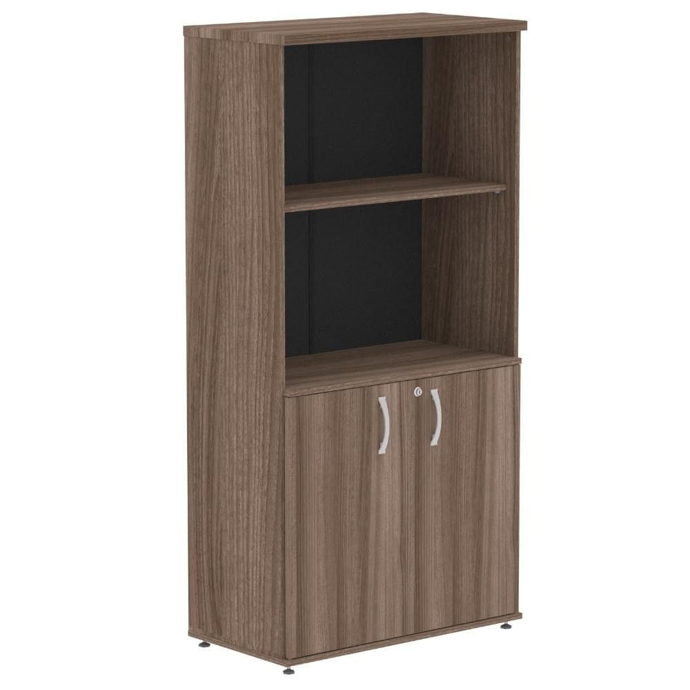 Armário Misto P25 Pandin 80 cm (largura) em MDP Cor Walnut com 2 Portas e 3 Prateleiras