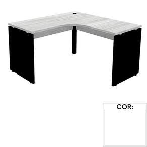 Mesa de Escritório em L Pé Painel PE25 em MDP 155 x 155 x 60 cm Branca com Base Branca